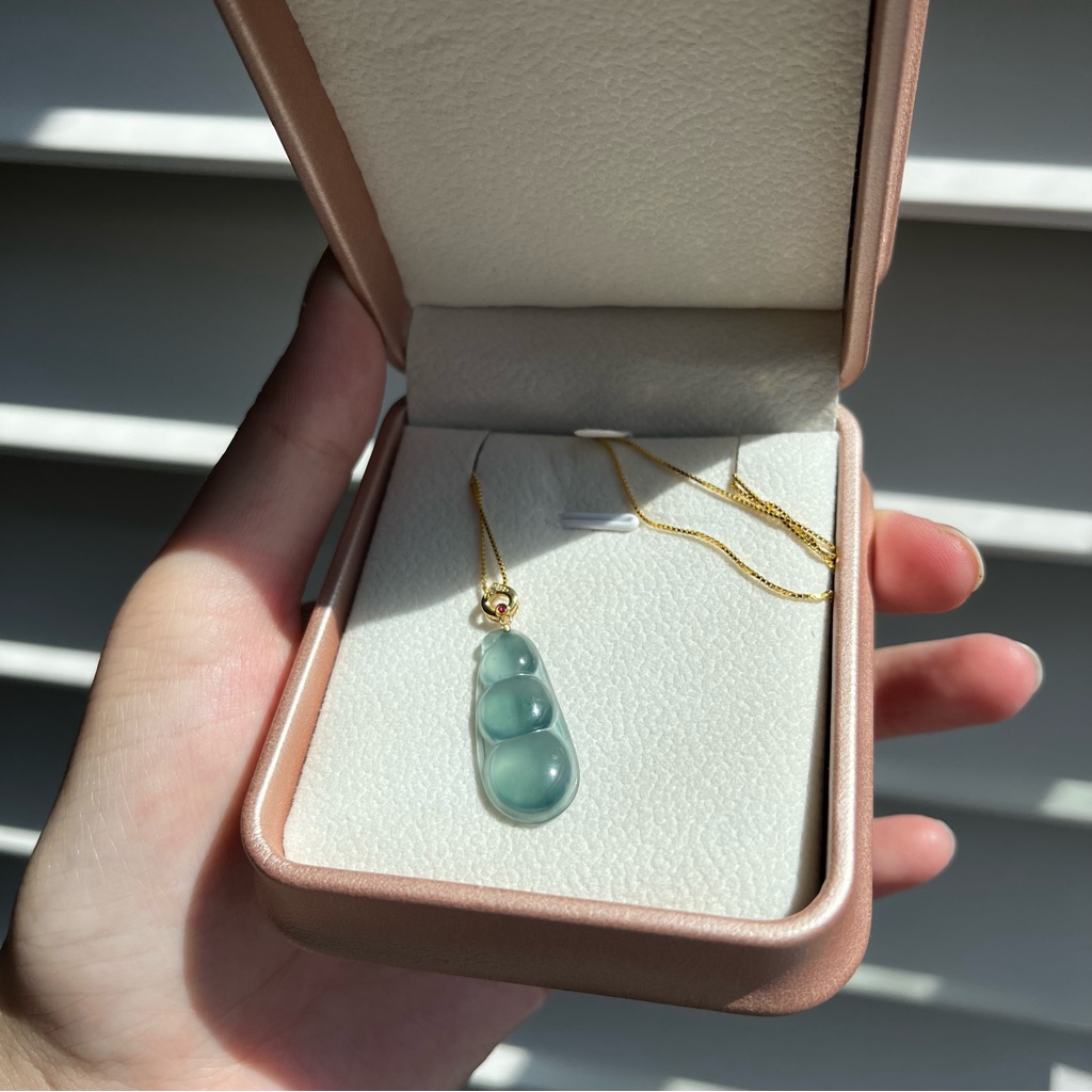Jade Fortune Pea Pendant Necklace
